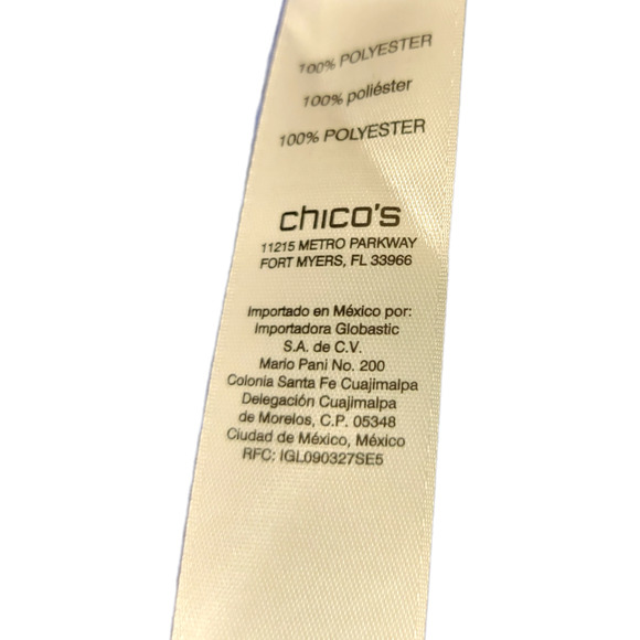 Chicos Size 1 Med 8 Polka Dot Button Down Blouse Roll Tab Sleeves Blue - Picture 6 of 7